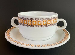 Alföldi terracotta soup cup with saucer