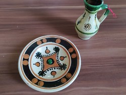 Master potter Sándor Bagossy of Nagybánya small plate and goblet, together, marked