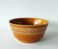 Small granite bowl with pattern in retro brown glazed material