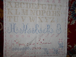 Antique cross-stitch embroidered pattern scarf. 61 cm x 38 cm