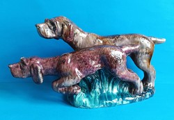 Art deco hop hunting dog couple ceramic statue 46 cm