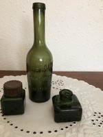 Old green bottles in a package