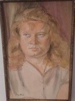 Szőnyi István: Női porté.Gyönyörűen megfestett akvarell 1894-1960
