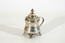 Antique silver mustard holder German 10cm 63g | Mustard container with lid and handle