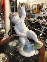 Herend porcelain figurine, peeing boy gypsy, 18 cm, signed.
