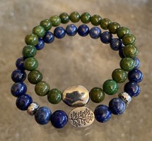 Blue lapis lazuli green jasper mineral friendship bracelets