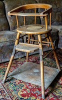Children's wooden high chair and table