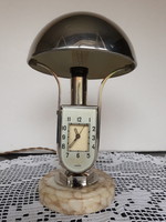 Art deco mofém mushroom lamp with clock on a marble base