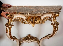Neobaroque wall console with marble top