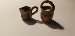 2 mini ceramic pots and water bowls in one
