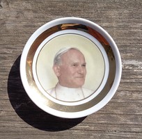 Szent II. János Pál pápa arcképével, Hollóházi porcelán tálka