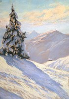 Sunny winter landscape - snowy mountain landscape