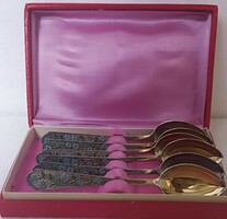 Russian enamel gold silver spoons box for Saint Peter