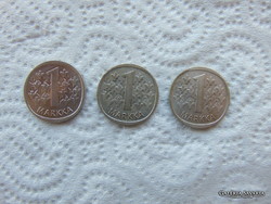 Finnország 3 darab ezüst 1 márka 1967 LOT !
