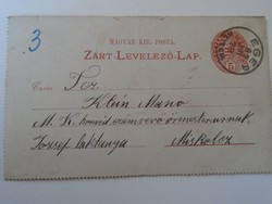 D195103 Zárt levelezőlap  1892 Eger -küldve: Klein Mano M.k. honvéd számvevő őrmesterúrnak Miskolcz