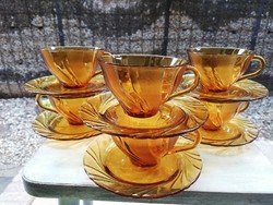 French art deco amber glass set