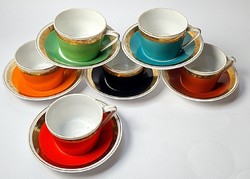 Retró/Vintage - hollóházi színes kávéskészlet