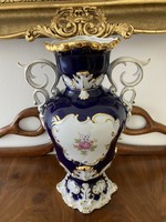 Hóllóháza cobalt blue baroque porcelain vase /36 cm