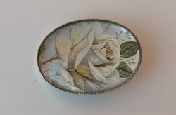 Vintage mother-of-pearl rose picture brooch