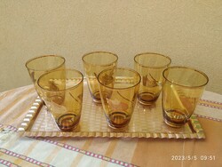 6 amber-colored gold leaf wine glasses for sale!