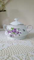 A beautiful side dish and soup bowl with a violet lid