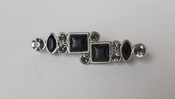 Vintage polished black stone brooch