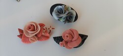 Vintage colorful rose brooch 3 pieces in one
