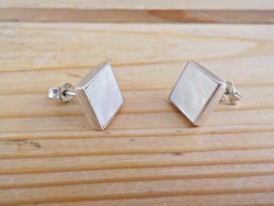 Silver earrings with mother-of-pearl inlay