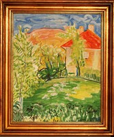 Szidu Szika Evdoxia: summer garden - oil painting framed