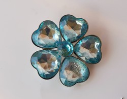 Vintage blue stone flower brooch