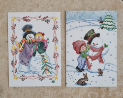 2 pcs drawn retro winter postcard tailor's dream drawing graphic greeting card postcard