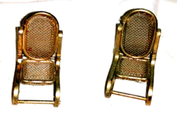 Retro, gilded metal two rocking chairs, dollhouse decoration, shelf decoration 74.