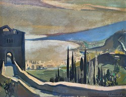 Attila Demjén (1926 - 1973) Naxos bay c. Gallery painting 97x77cm with original guarantee!!