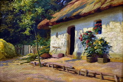 Tibor Szontágh (1873 - 1930) village yard in summer sunshine