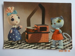 Old postcard with fairy tale characters - böbe doll and cicamica (futrinka street) - bródy vera doll design