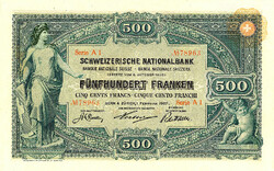 REPLIKA 500 FRANK 1907 - AZ ELSŐ KÖZPONTI SVÁJCI - THE FIRST SNB BANKNOTE