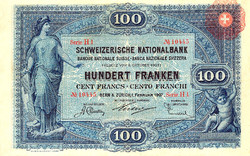 REPLIKA 100 FRANK 1907 - AZ ELSŐ KÖZPONTI SVÁJCI - THE FIRST SNB BANKNOTE
