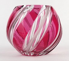 1M963 old colored pink polished glass vase spherical vase