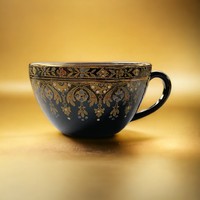 Ritka 19. századi Sarreguemines-i teás csésze, Rockingham modell