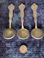Decorative spoons made from rare marked Russian coins ~170 grams, from 1ft to nm!
