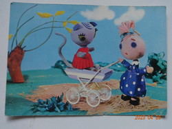 Régi mesefigurás képeslap - Böbe baba és Cicamica (Futrinka utca) - Bródy Vera bábterv