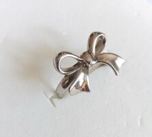 Silver bow ring, rhodium plated