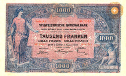 REPLIKA 1000 FRANK 1907 - AZ ELSŐ KÖZPONTI SVÁJCI - THE FIRST SNB BANKNOTE