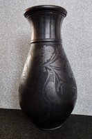 Vintage black earthenware vase