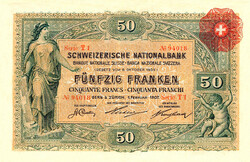 REPLIKA 50 FRANK 1907 - AZ ELSŐ KÖZPONTI SVÁJCI - THE FIRST SNB BANKNOTE