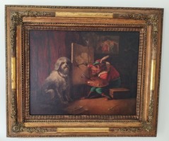 Biedermeier festmény Festő majom