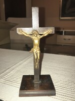Table crucifix wood and bronze