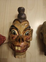 Antique doll collection, 3 wooden, carved, 2 ceramic