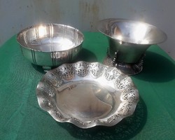 2 pcs. Silver-plated alpaca tray, centerpiece.