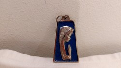 Metal enamel praying madonna pendant
